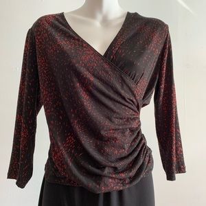 MSK Party Black with Red Shimmer Long Sleeve Rousing Top